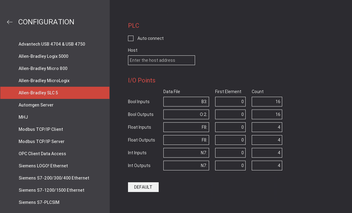 slc5 driver configuration