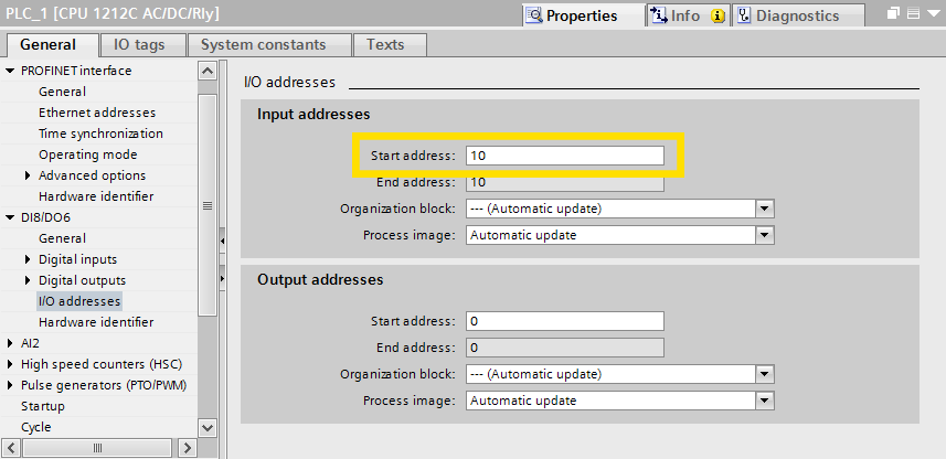 offset input addresses